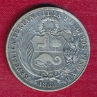 Peru 1868 Un Sol Silver Coin   nice Lightly Circulated   Free Shipping  