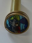 Vintage Stained Glass Double Wheel Brass Kaleidoscope