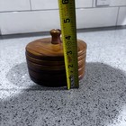 Hand Turned Wooden Trinket Round Box W Lid Felt Bottom Wood Decor Vintage