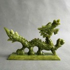 Green Natural Jade Chinese Hand-carved Dragon Statue Good Luck