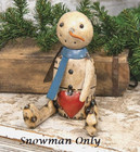 New Primitive Snowman Recycled Metal Heart Sitting Winter Christmas 9 tx6 5 wx6d