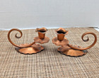 Vintage Set Of 2 Gregorian Copper Chamber Candle Stick Holders-solid Copper-usa