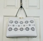 Kate Spade White Leather Faye Drive Etta Daisy Cutout Satchel Tote Bag Euc