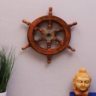 Nautical Wheel Wooden Wall Decor Pirate Vintage Antique Brass Beach Ship Gift
