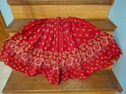 Vintage Handmade Red Patchwork Fabric Skirt Square Dance S 28  Waist Zipper Bad