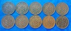 Complete Set Of Israel Palestine 1 Mil British Mandate 10 Coins 1927-1946 Xf