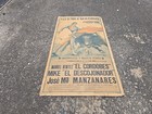 Vintage 38  Plaza De Toros De Madrid Bull Fight Litho Cardboard Poster Sign