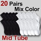 5 10pairs Men White Solid Sports Polyester Crew Socks Athletic Work Size 9-13