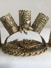 Vintage Metal 5 Tube Lipstick Holder Floral Base Gold Color 5 7 8  Long