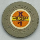 Vintage Las Vegas Hilton  1 Casino Poker Chip Grey Orange H Logo Gaming Token