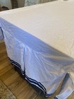 Pottery Barn Kids Crib Skirt Dust Ruffle White Navy Blue Ribbon 100  Cotton Baby