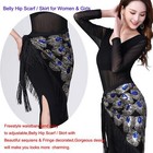 Women Belly Dance Hip Scarf With Fringe   Sequin Rave Costume