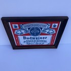 Vintage Budweiser Lager Beer Bar Mirror Anheuser-busch Framed Sign 13 5x10 5 