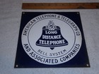 Vintage American Telephone Telegraph Associated Company 8  Porcelain Metal Sign 