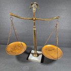 Vintage Brass Balance Scale With Eagle Finial   Marble Base 16  Tall Decor
