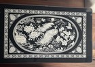 Korean Tea Table Peacock Folding Low Profile Metal Top Card Table Vintage