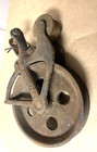 Vintage Cast Iron Ja Cross  Hay Trolley Drop Pulley