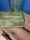 Rare Green Uranium Glass Butter Dish Cover With  butter Cover  Inscription 