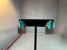 Vintage Sterling Silver Pierced Turquoise Earrings  Etched Designs