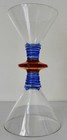 Pair Of Hand Blown Martini Cocktail Glasses Blue Glass Threading   Amber-orange