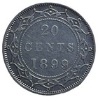 1899 Newfoundland Canada Sterling Silver 20 Cents Large    9   s Variety  Au Detail