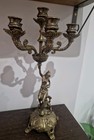 Antique Brass French 6 Arm Candelabra Lady Figurine  Candle Holder Ornate