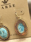 Barse Signed Bronze Turquoise   Sterling Silver Dangle Earrings 925