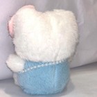 Kawaii Cat Plush Keychain Blue Top W Baby Pink Tweed Bow   Purse Charm 4 
