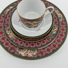 5 Pc  Place Setting Noritake Royal Hunt Green Band Plaid Border Fruit   Animals