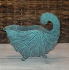 Vintage Patina Solid Brass bronze Footed Nautilus Shell Planter
