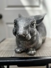 Vintage Arthur Court Inspired Large Aluminum Rabbit Bunny Sitting Metal Statue