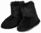 Faux Fur Boots For Women Furry Fuzzy Fluffy Boots Round Toe Mid-calf Winter Snow