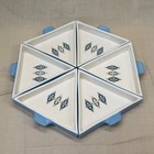 Vintage Blue Divided Serving Tray Ceramic Snack Dish Mcm Kitchen Decor Set