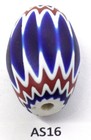 Large Egg Oval Antique Venetian Chevron Trade Bead African As16  Bg14