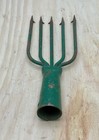Vintage 5-tine Barbed Frog Eel Fishing Gig Metal Spear Head Green Paint