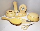 Vtg 11 Piece Vanity Dresser Set Celluloid Pyralin Du Barry Ivory Color Deco