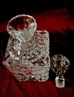 Vtg Clear Cut Crystal Square Decanter Bottle With Stopper - Excellent