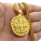 Mendel St Saint Benedict Medal Gold Exorcism Pendant Necklace Stainless Steel