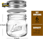 6pcs 16oz Wide Mouth Mason Jars Airtight Lids Glass Canning Food Storage Jars
