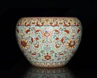 7  China Antique Porcelain Qing Dynasty Qianlong Mark Flower Pattern Brush Wash