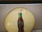 Vintage 1950 s Original 24  White Porcelain Coca Cola Bottle Button Metal Sign