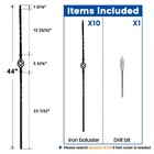 Muzata 10pack Wrought Iron Balusters 44 Single Basket Stair Metal Balusters