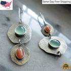 Women Silver Plated Dangle Drop Ear Hook Fashion Wedding Gift Earrings Simulated