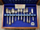 1847 Rogers Bros First Love Silverplate Flatware 67 Pc Set Wood Tarnish Chest