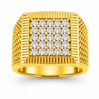 Diamonair 1 00 Ct Round Cut F vs  Lab Grown Diamond Sterling Silver Men s Ring