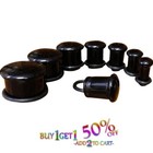 Pair 8g-25mm Black Onyx Stone Plugs Single Flare Gauges Organic Ear 2215