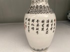 Chinese Old Porcelain  Blue And White Vase with Flowers Birds Pattern And Poetry