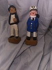 Vintage Hand Carved Wood Sea Captain   Fisherman Nautical Folk Art Figures