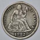 1882 Seated Liberty 10c Silver Dime Love Token