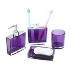 4pcs Purple Bathroom Accessories Set Includes Soap Dispenser Toothbrush Holder S